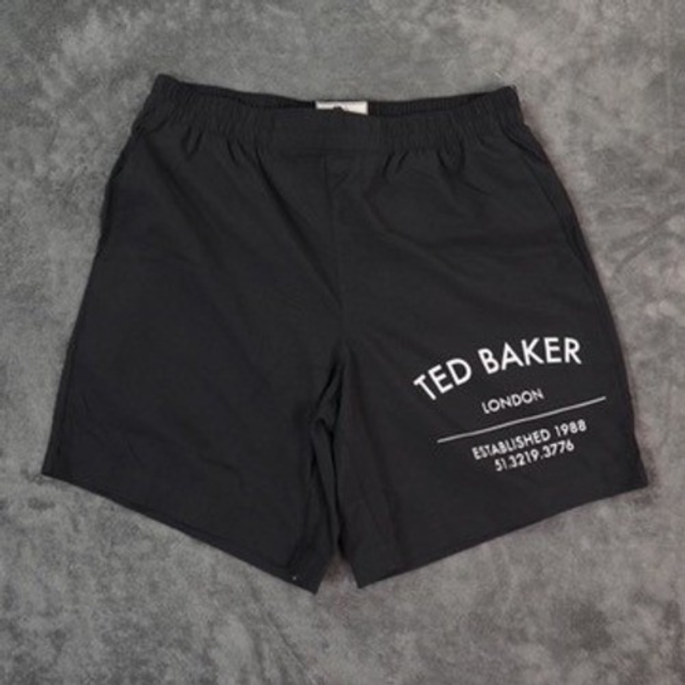 Ted Baker London Swim Shorts Mens Medium 3 Black Spellout Branded‎ NWT